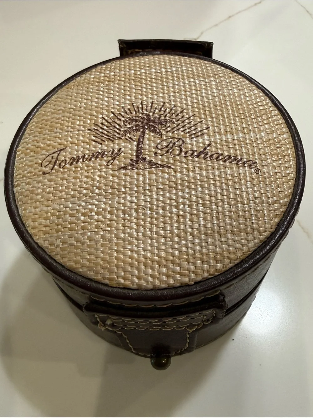 Tommy Bahama Men's Tonneau Gold Dial Quartz Brown Leather Strap Watch